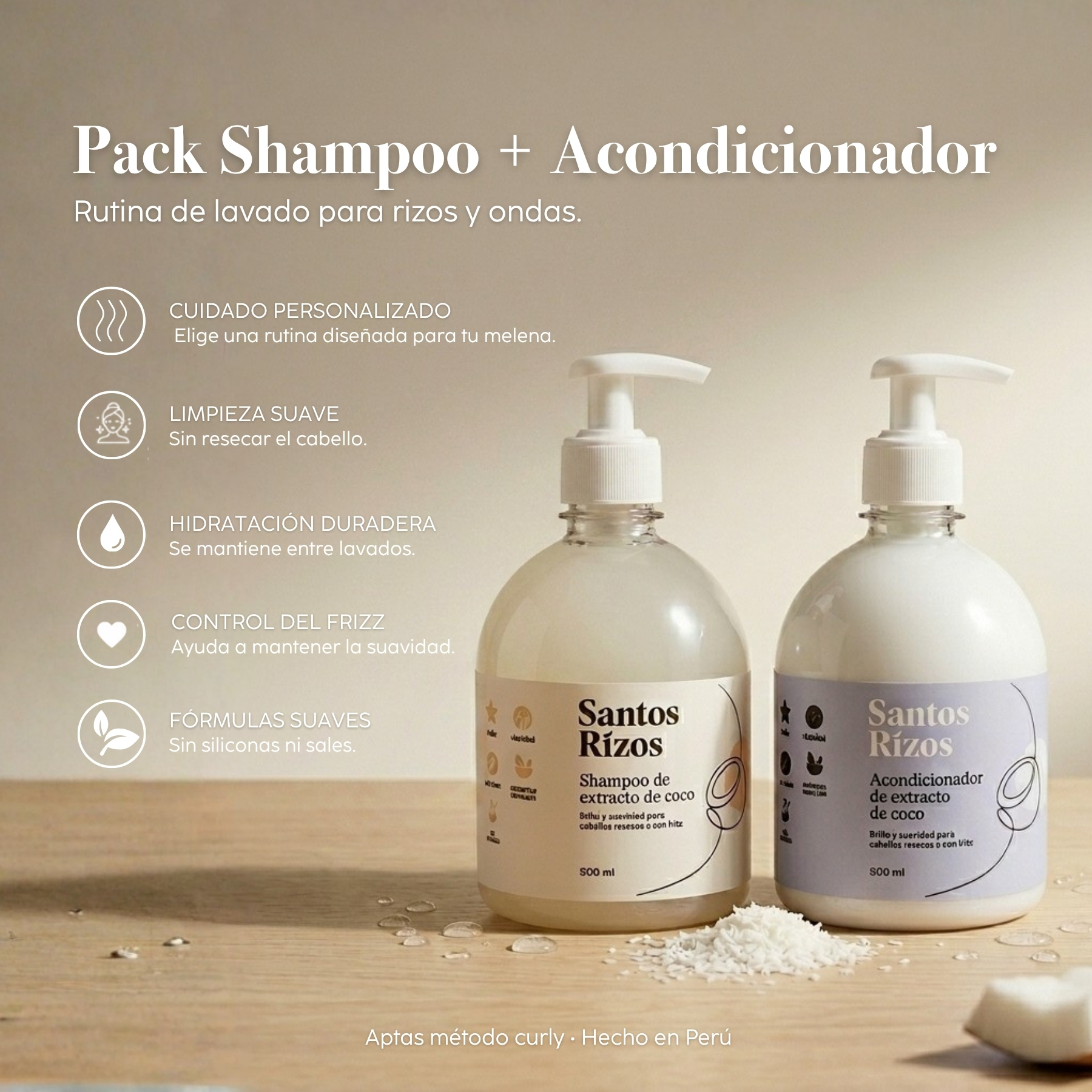 Pack Shampoo y Acondicionador Santos Rizos