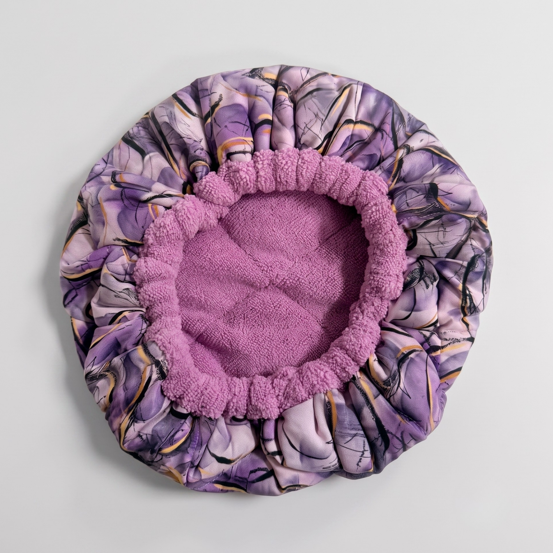 Gorro térmico Purple boom anverso santos rizos
